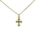 Cross necklace with stone and white zircons