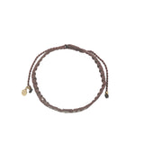 Bracelet brésilien doré fil tissé marron et crème "amour"