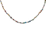 Collier doré perles multicolores avec noeuds blancs 38 cm