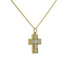 Collier doré croix pierre de lune en carré