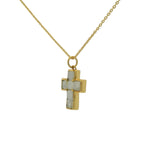 Collier doré croix pierre de lune en carré