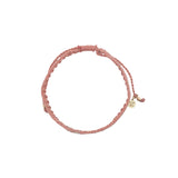 Bracelet brésilien doré fil tissé orange et crème "amour"