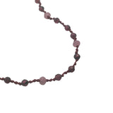 Collier doré cordon bordeaux avec grenat et tourmaline rose 38 cm
