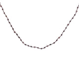 Collier doré cordon bordeaux avec grenat et tourmaline rose 38 cm