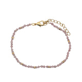 Bracelet doré tourmaline rose et petites perles dorées