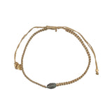 Bracelet doré cordon tressé doré avec tourmaline