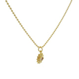 Collier doré soleil zircons rose maille boules