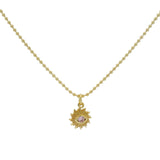 Collier doré soleil zircons rose maille boules