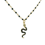 Collier doré onyx noire et serpent