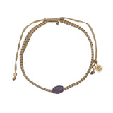 Bracelet doré cordon tressé doré avec améthyste