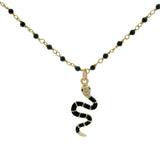 Collier doré onyx noire et serpent