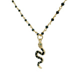 Collier doré onyx noire et serpent