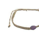Bracelet doré cordon tressé doré avec améthyste