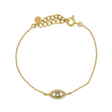 Bracelet doré petit oeil oval avec zircons blancs