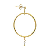 Gold hoop earrings and labradorite