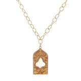 Collier doré porte du Taj Mahal avec prehnite 60 cm