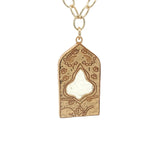 Collier doré porte du Taj Mahal avec prehnite 60 cm