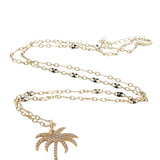 Collier doré palmier zircons 50 cm