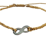 Golden braided bracelet with mother-of-pearl infinity