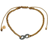 Golden braided bracelet with mother-of-pearl infinity