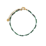 Bracelet doré rubis zoisite et noeuds verts