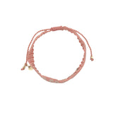 Bracelet brésilien doré fil tissé corail et crème "amore"