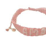 Bracelet brésilien doré fil tissé corail et crème "amore"