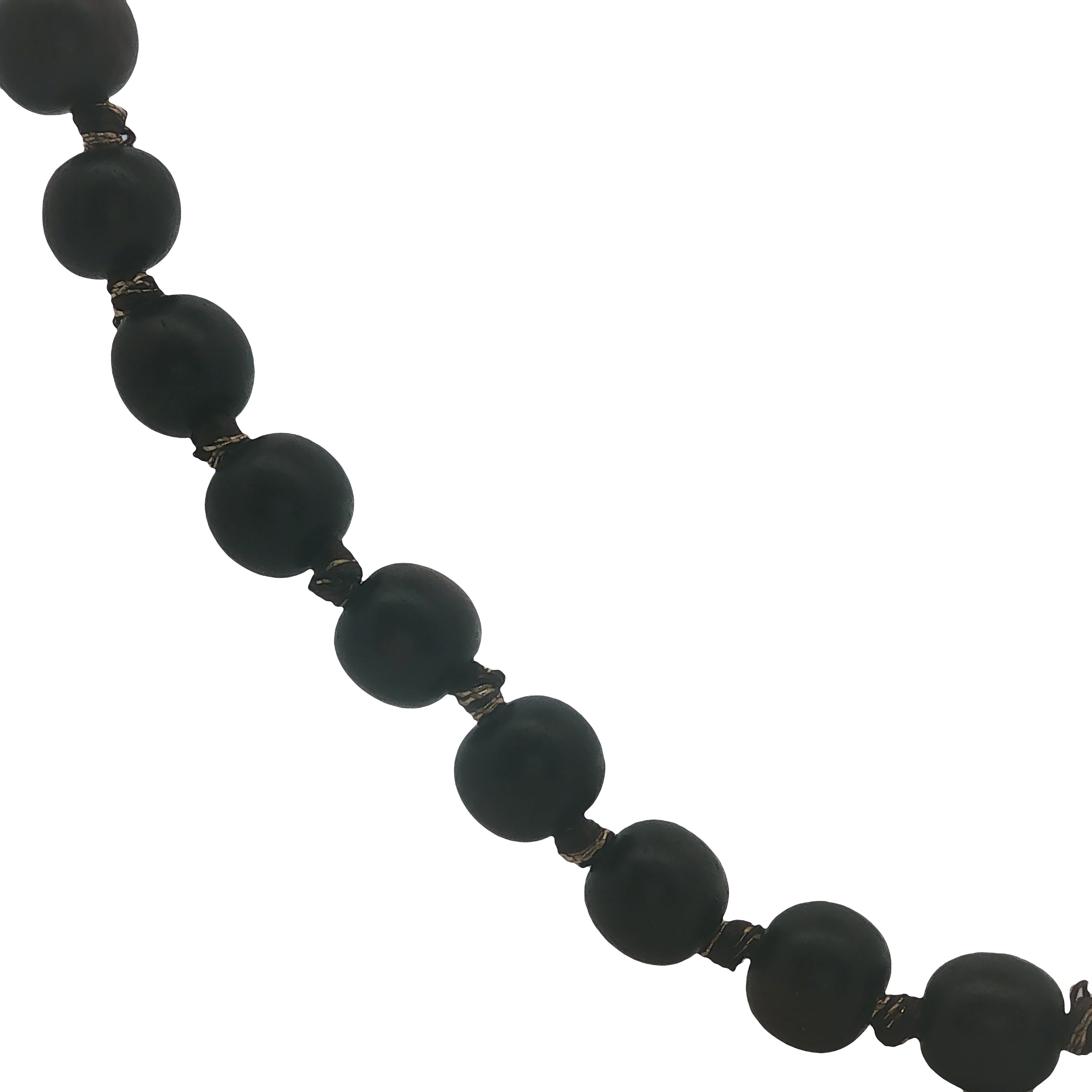 Collier doré perles en bois marron foncé 94 cm