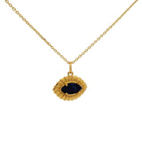 Collier doré oeil texturé en lapis lazulis