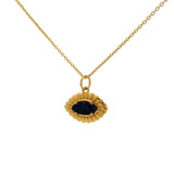 Collier doré oeil texturé en lapis lazulis