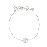Bracelet argent 925 petite médaille ronde et zircons