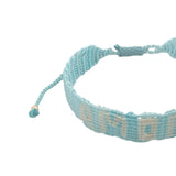 Bracelet brésilien doré fil tissé turquoise et crème "amore"