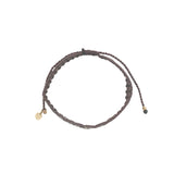 Bracelet brésilien doré fil tissé marron foncé et crème "amore"