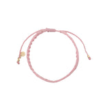 Bracelet brésilien doré fil tissé rose et crème "amore"