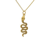 Gold necklace with zircon snake pendant