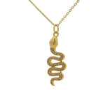 Gold necklace with zircon snake pendant