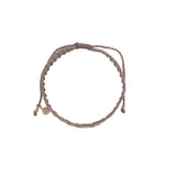 Bracelet brésilien doré fil tissé marron et crème "amore"