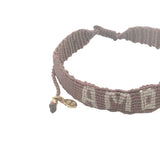 Bracelet brésilien doré fil tissé marron et crème "amore"