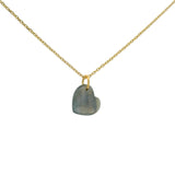 Collier doré petit coeur en labradorite lisse