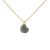 Collier doré petit coeur en labradorite lisse