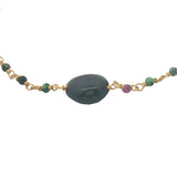 Bracelet doré rubis zoisite et grenat au centre