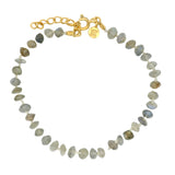 Bracelet doré sur fil avec Labradorite et noeuds