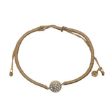 Bracelet cordon doré médaille ronde en zircons 9 mm