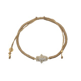 Bracelet cordon doré main de Fatma dorée en zircons