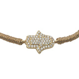 Bracelet cordon doré main de Fatma dorée en zircons