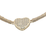 Bracelet cordon doré coeur doré en zircons