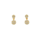 Boucles dorées double fleur zircons