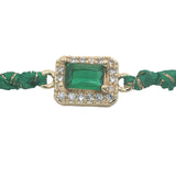 Bracelet cordon vert zircon vert entouré de zircons blancs