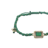Bracelet cordon vert zircon vert entouré de zircons blancs
