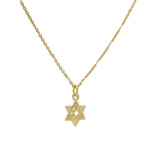 Collier doré étoile de david zircons maille coeur